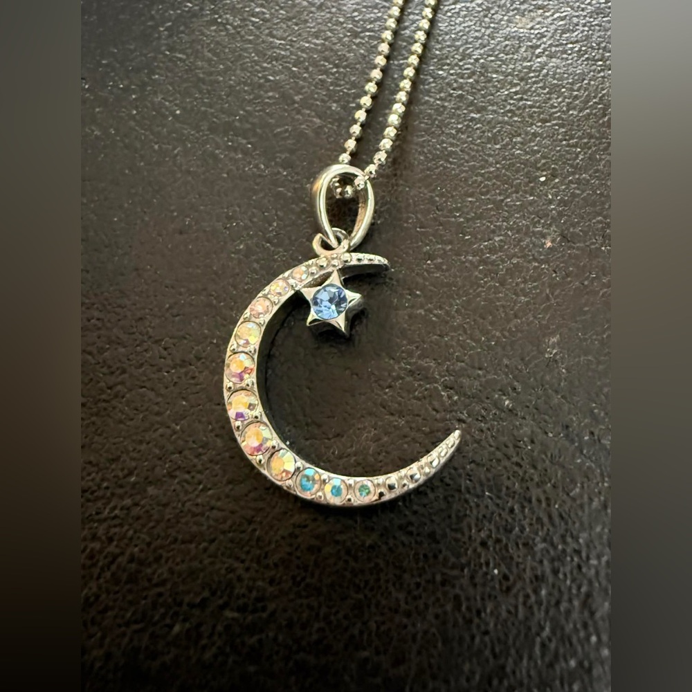 Silver Half Moon Pendant on Silver chain